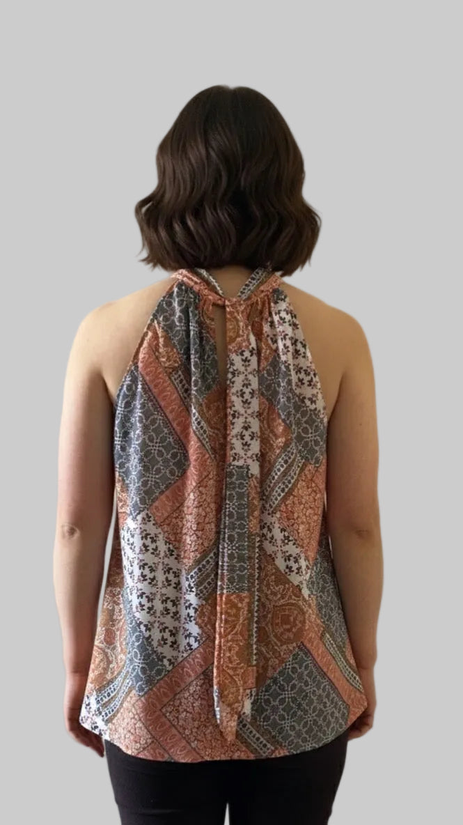 Orange Paisley Halter Top