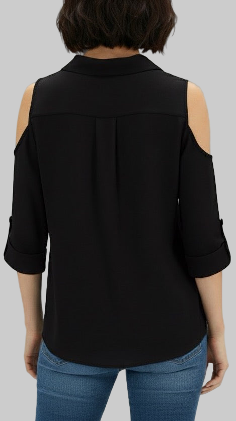 Black Cold Shoulder Blouse