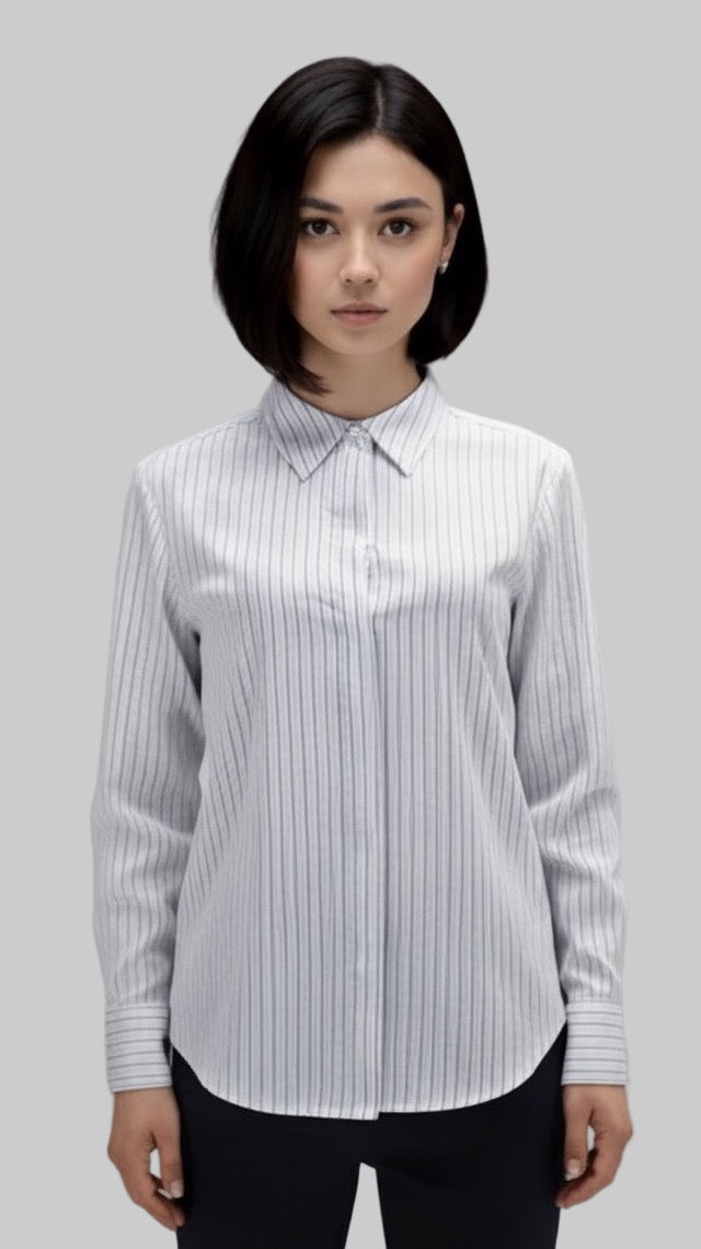 White Strip Button Down Shirt