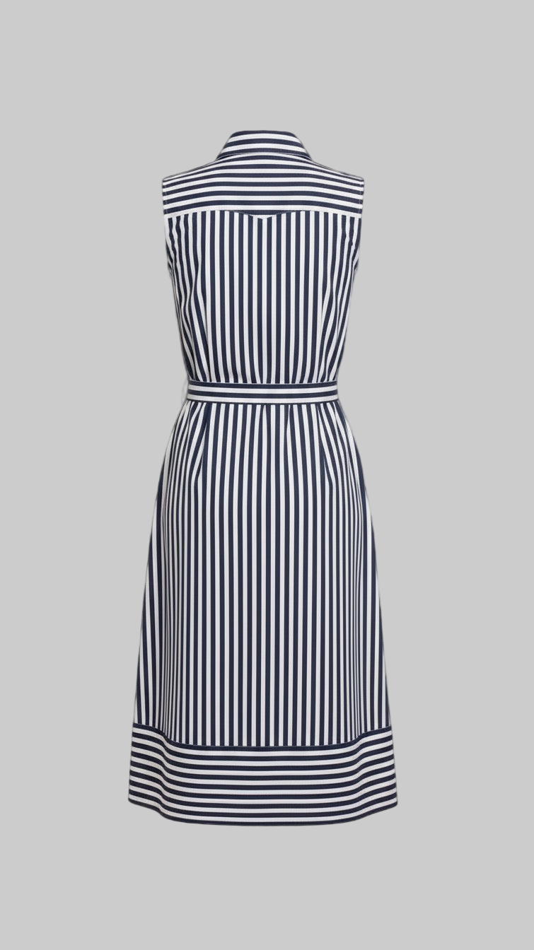 Red and White Strip Shirt Dress