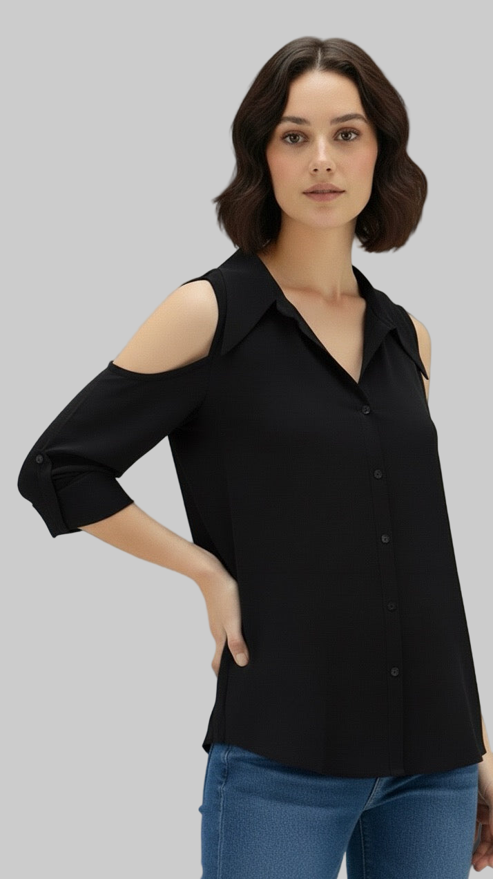 Black Cold Shoulder Blouse
