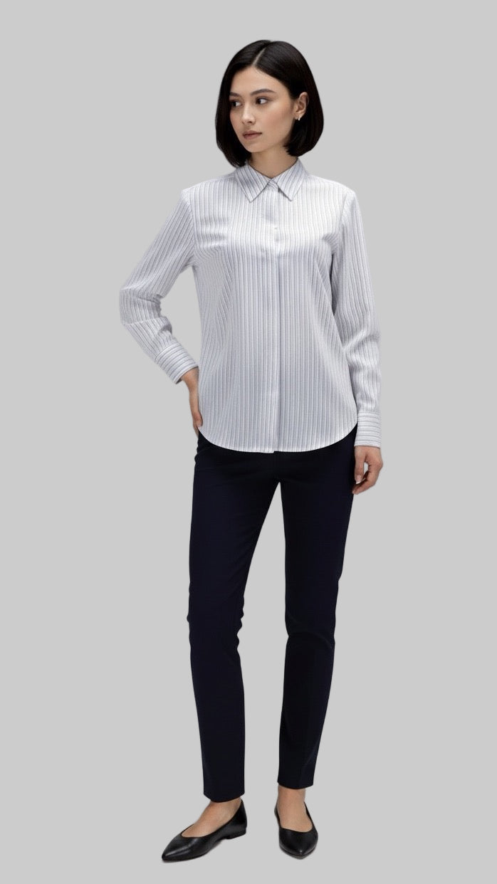 White Strip Button Down Shirt