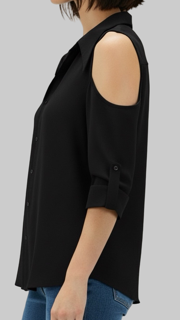 Black Cold Shoulder Blouse
