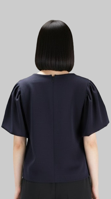 Black Flutter Sleeve Blouse