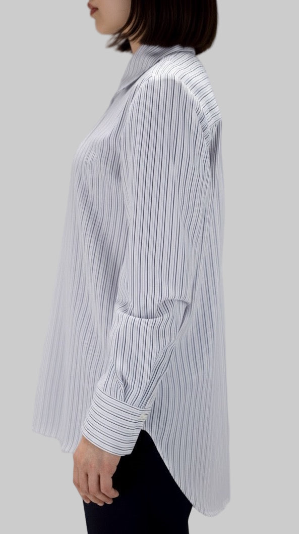 White Strip Button Down Shirt