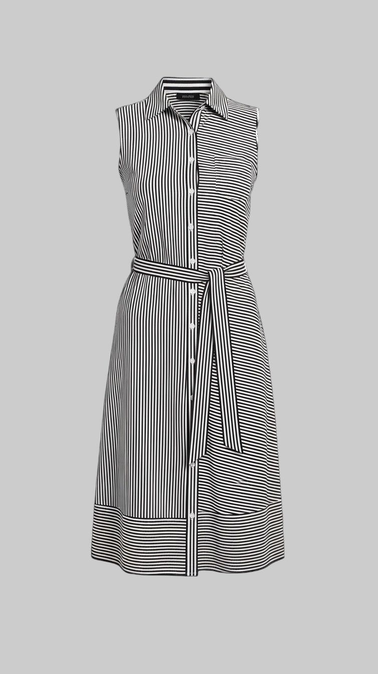 Red and White Strip Shirt Dress