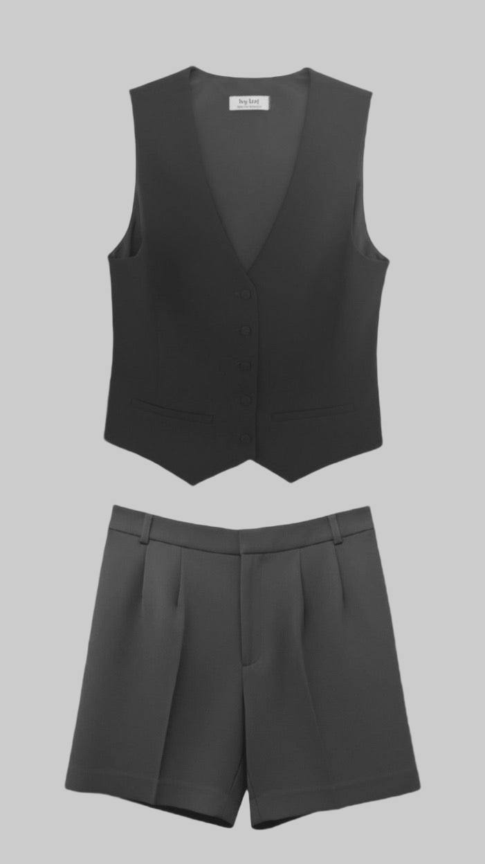 Button Up Vest and matching shorts