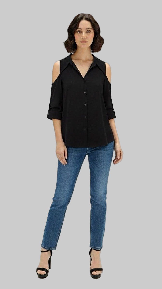 Black Cold Shoulder Blouse