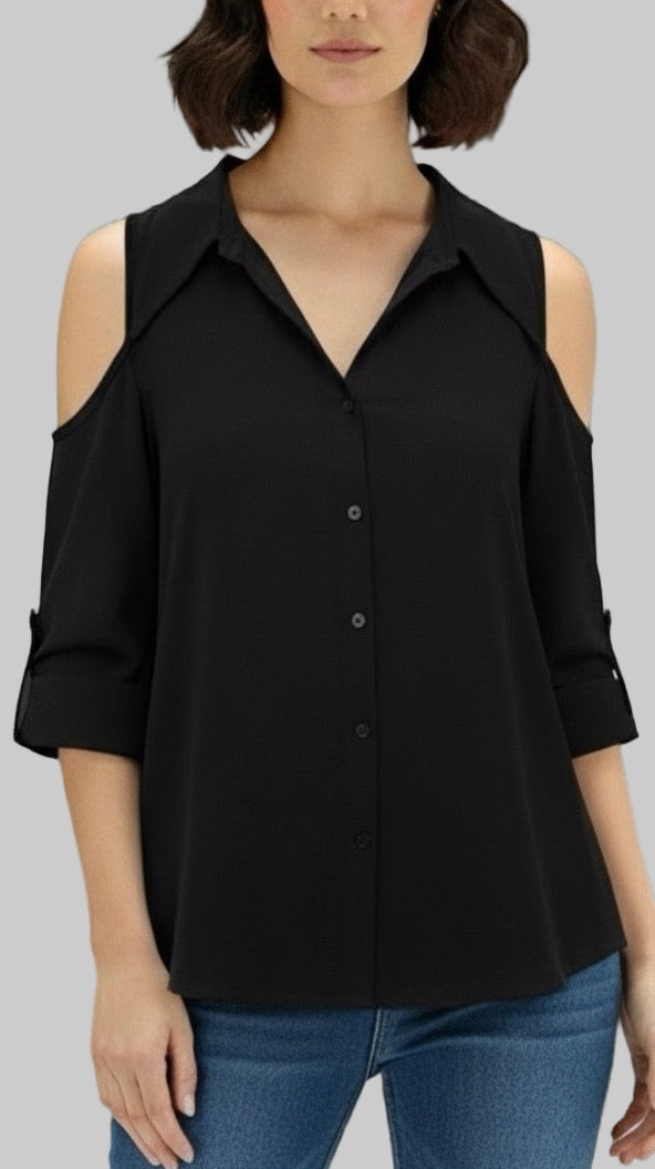 Black Cold Shoulder Blouse