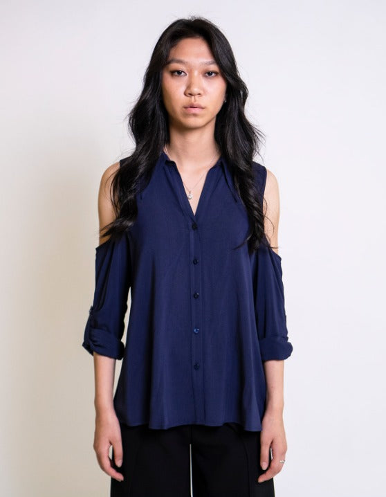 Black Cold Shoulder Blouse